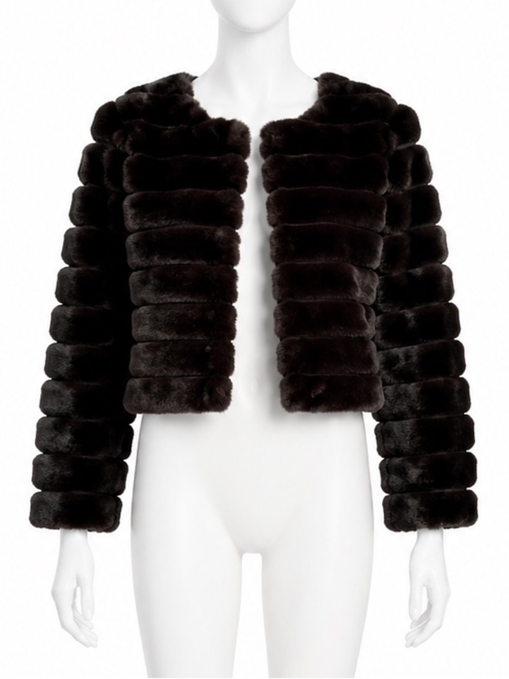 Black Bubble Faux-Fur Cropped Cardigan size medium